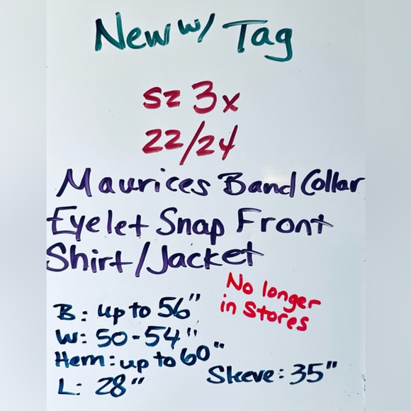 Sz 22/24 3x fits 3x 4x 5x ⭐️NEW Maurices Brand Eyelet Shirt Jacket Snap Front - Picture 11 of 11